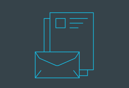 Grafik mit Briefbogen und Briefumschlag.